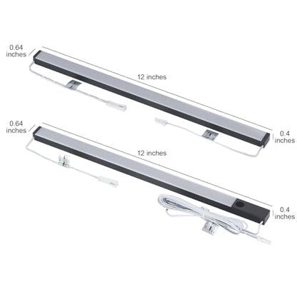 LUMILAND 6 Pcs 12-inch Led Under Cabinet Lighting Plug-in with Hand Wave, Dimmable 6000K Cold White Under Counter Lights Linkable with Memory Function for Kitchen
