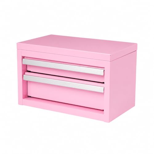 Mini 2-Drawer Steel Tool Box Pink - color: Pink, size: 2 Drawer