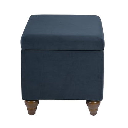 HomePop 22" Medium Rectangular Storage Ottoman - Blue Velvet - color: Blue Velvet