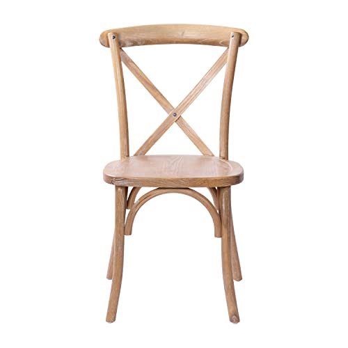 Merrick Lane Bardstown X-Back Bistro Style Wooden Dining Chair for Kitchens and Dining Rooms, High-Back Wood Stackable Kitchen Chair, Medium with White Grain - color: White Grain