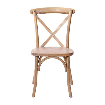 Merrick Lane Bardstown X-Back Bistro Style Wooden Dining Chair for Kitchens and Dining Rooms, High-Back Wood Stackable Kitchen Chair, Medium with White Grain - color: White Grain