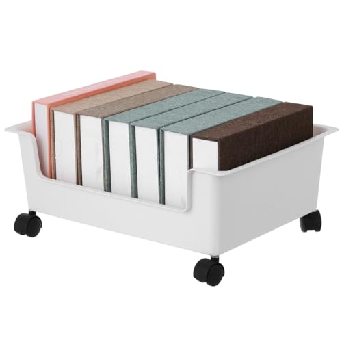Under Bed Storage with Wheels Desktop Book Storage Bin for Home Office School Dormitory 6.12X11.08X6.12 Inches