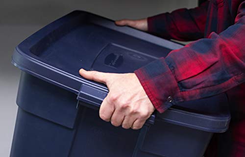 Rubbermaid Roughneck Tote 25 Gal, 4 Pack, Made in USA, Dark Indigo Metallic, Rugged Plastic Stackable Storage Bins with Lids and Handles - size: 25 Gal - 4 Pack