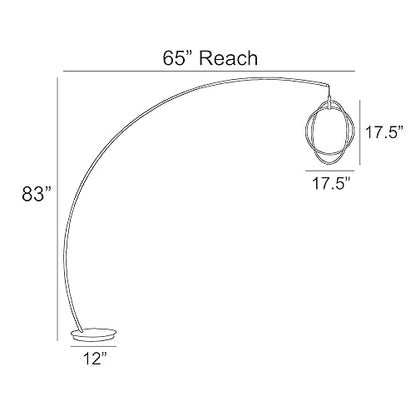 Lite Source Monita 83" Matte Silver 2-Light LED Modern Arc Floor Lamp