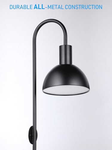 TORCHSTAR 26 Inch Wall Light Fixture, Metal, Plug-in, E26 Base, Black | Wall Mounted Lamp with On/Off Switch for Living Room, Reading Nook, Bedroom, Bulb Not Included - color: Black