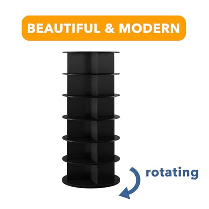SpaceAid Black 6-Tier Spinning Rotating Shoe Rack Organizer, Shoe Display Tower Lazy Susan, Revolving Shoes Rack StorageOrganization, 360 Vertical Bags Holder Rotate Organizer - size: 6 Tier, 54.2" H