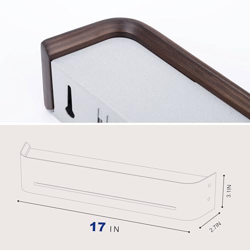 Key Holder Wall Mount with Shelf | Brown | 17 inch | 5 Retractable Hooks | Modern Wall Coat Hooks | Minimalist | Space-Saving | Wooden Key Rack for Entryway & Hallway - color: Brown