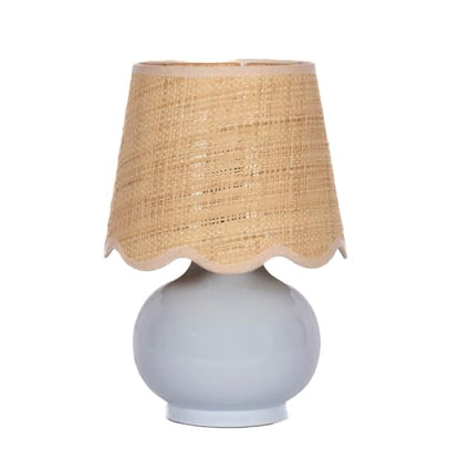 Benton Ceramic Table Lamp with Fabric Shade – 13" Bedside Accent Lamp for Bedroom, Living Room & Nightstand (Grey) - color: Gray