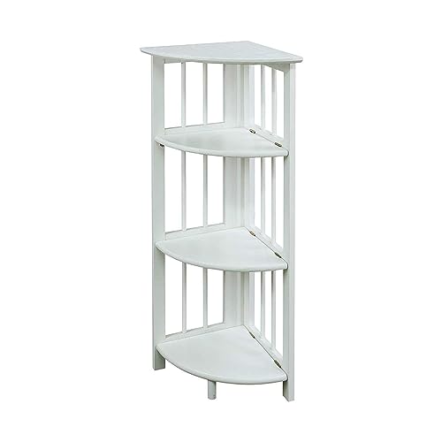 Casual Home 4-Shelves Corner Folding Bookcase, White - color: White, size: 4-Shelf Corner