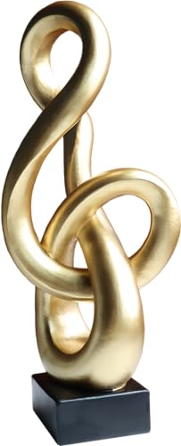 16" Modern Abstract Ribbon Decorative Sculpture, Knot Sculptures,Home Decor,Coffee Table Statues,Dining Living Room Desk Decor,Musical Note,Golden - color: 16" Golden