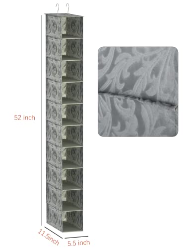 Libeder 10-Shelf Hanging Shoe Organizers with Side Pockets, Grey With Pattern - color: Grey With Pattern