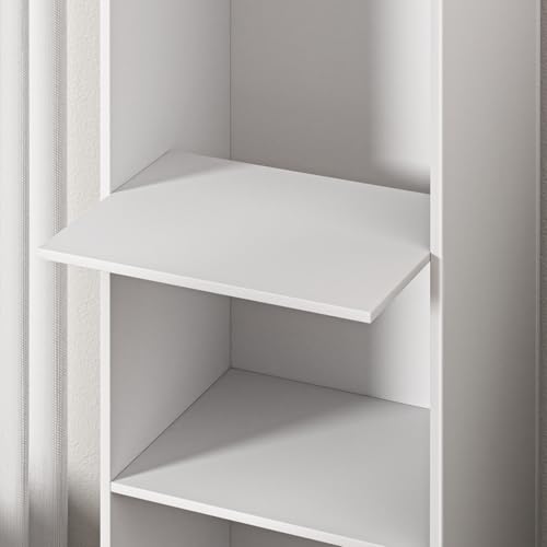 70.9 Inch Tall Narrow Bookcase, Modern White Corner Storage Cabinet, Free Standing Bookcase with Storage, 6 Tier Cube Open Display Shelves for Home Office 30cm
