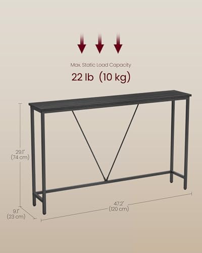VASAGLE Console Sofa Table, Narrow Entryway Table, for Living Room, Bedroom, Easy Assembly, Charcoal Gray and Ink Black ULNT020B04 - color: Charcoal Gray + Ink Black, size: 9.1"D x 47.2"W x 29.1"H