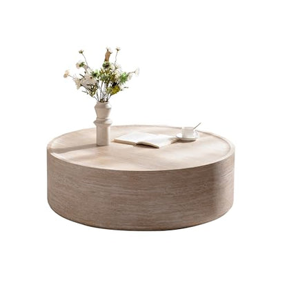 39.37" Round Faux Marble Coffee Table for Living Room, Modern Drum Coffee Table, Faux Stone Mars Pattern Center Table, Minimalist Large Circle Round Coffee Table No Assembly(Mars Pattern) - color: 39.37'' Mars Pattern