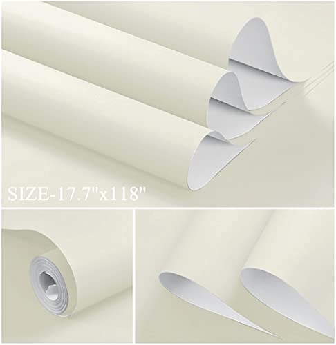 236''x17.7'' White Peel and Stick Wallpaper Contact Paper Modern Self Adhesive Wall Paper Removable Renter Friendly Textured Solid Color Shelf Cabinet Vinyl Roll (236''x17.7'',Cream White) - color: Cream White, size: 17.7" x 236"