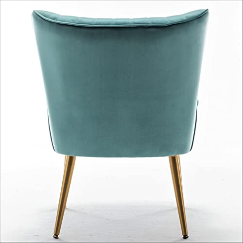Container Furniture Direct Modern Velvet Accent Chair for Living Room, Bedroom, or Entryway, Stylish and Comfortable Armless Design with Metal Legs, Teal - color: Teal