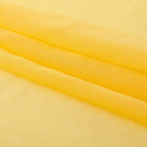 Christmas Yellow Semi Sheer Curtains 63 inch Length in Curtains Faux Linen Bright Yellow Sheers Curtain for Bedroom Living Room Girls Kids Room 2 Panels 52x63 Inches Long - color: Butter Yellow, size: 52"W x 63"L (Pack of 2)