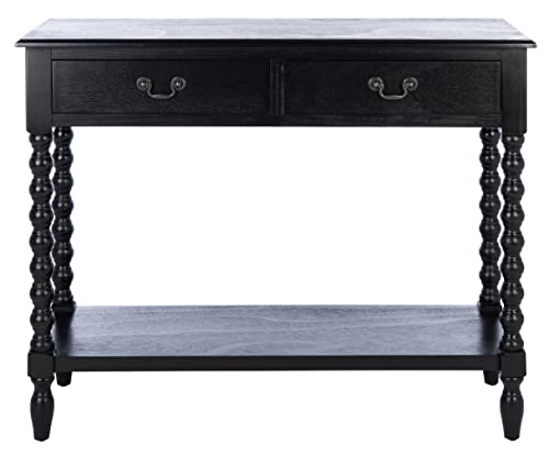 SAFAVIEH Furniture - Athena 2-Drawer Console Table - Black - Solid Wood - Farmhouse Classic Design - Ideal for Entryway, Living Room, Hallway, 35.5" W x 13" D x 29.5" H (CNS5702B) - color: Black