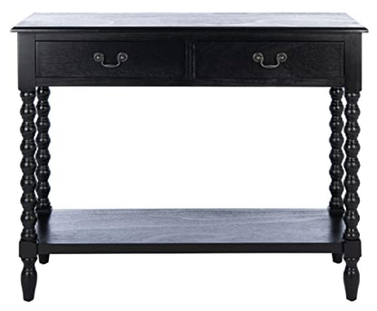 SAFAVIEH Furniture - Athena 2-Drawer Console Table - Black - Solid Wood - Farmhouse Classic Design - Ideal for Entryway, Living Room, Hallway, 35.5" W x 13" D x 29.5" H (CNS5702B) - color: Black