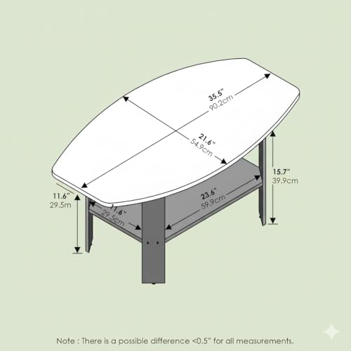 Ipoh Coffee Table, Side Table with Storage Spaces for Small Spaces, Living Room, Olive Oak/Black - color: Olive Oak/Black
