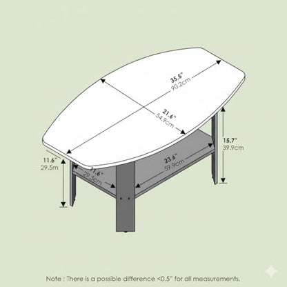 Ipoh Coffee Table, Side Table with Storage Spaces for Small Spaces, Living Room, Olive Oak/Black - color: Olive Oak/Black