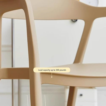 Stackable Dining Chair Plastic Dining Chairs Set of 2 with Hollow Back Dining Chairs Set Modern Save Space Kitchen Chairs - color: Camel