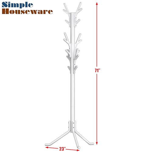 Simple Houseware Standing Coat/Hat Hanger Tree Shaped Rack, 18 Hooks, White | For Entryway, Bedroom, and Hallway - color: White