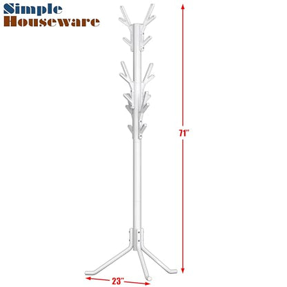 Simple Houseware Standing Coat/Hat Hanger Tree Shaped Rack, 18 Hooks, White | For Entryway, Bedroom, and Hallway - color: White