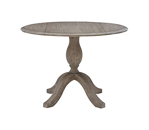 Linon Home Decor Mauro Antique Rustic Brown Drop Leaf Small Dining Table with Pedestal Base - color: Antique Rustic Brown
