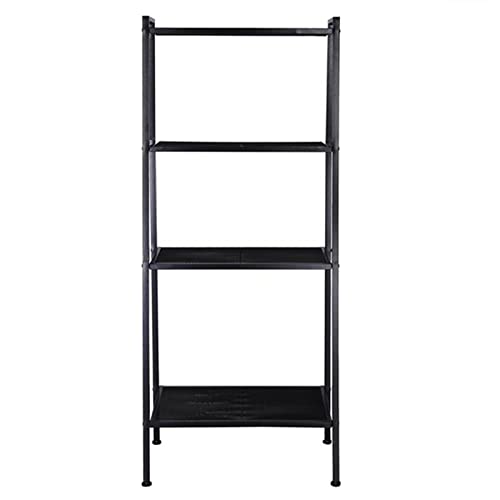 5-Shelf Modern Bookcase, Freestanding Ladder Bookshelf with Industrial Metal Frame for Living Room Bedroom Home Office (Black-4 Tier) - color: Black-4 Tier