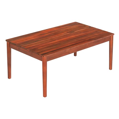 Christopher Knight Home Dolly 36.25"Outdoor Slat Panel Coffee Table, Acacia Wood Coffee Table, Spacious Tabletop, Wooden Legs, Rustic Style Design, Rectangular Side Desk for Backyard Garden, Mahogany