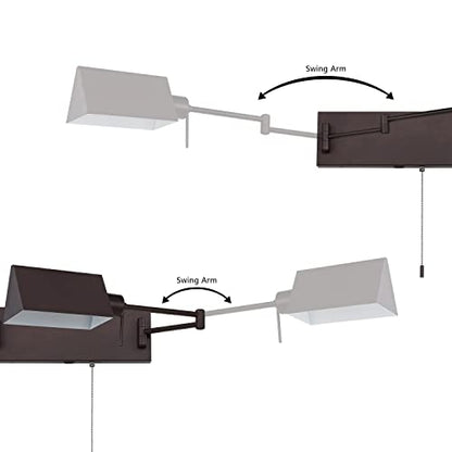 JONATHAN Y Arlo 54" 2-Light Double Swing Arm Metal Lamp, Oil Rubbed Bronze | Industrial Farmhouse Design, Pull Chain Switch, USB Charging Port, Hardwired, Adjustable Shades, LED Bulbs Included - color: Oil-Rubbed Bronze, size: 2-Light