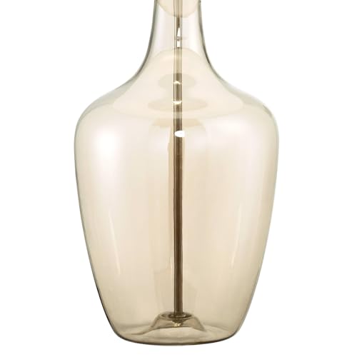Ania 31" Large Table Lamp USB Dimmer Champagne Glass Jar Modern | USB Charging Port Clear Living Room Bedroom House Bedside Nightstand Office Off-White Tapered Drum Shade - color: Champagne Glass - USB Dimmer Included