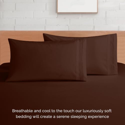 Elegant Comfort Luxury Soft 1500 Thread Count Egyptian Quality 3-Piece Sheet Wrinkle and Fade Resistant Bedding Set, Deep Pocket up to 16inch Twin/Twin XL Chocolate Brown - color: Chocolate Brown, size: Twin/Twin XL
