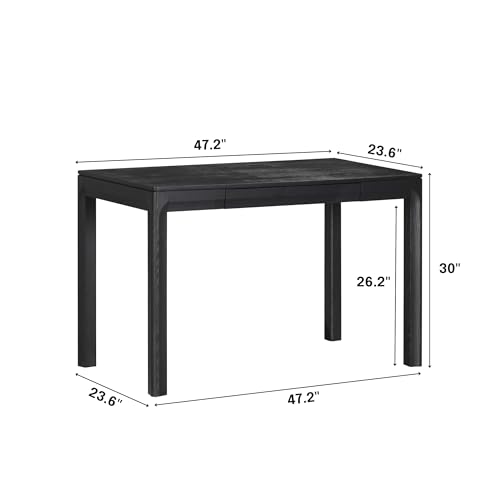 Flow Modern Wooden Rectangle Desk Table with Hidden Drawer – Waterproof & Heat Resistant, Burnt Black - color: Burnt Black, size: 47 Inch, style: Desk