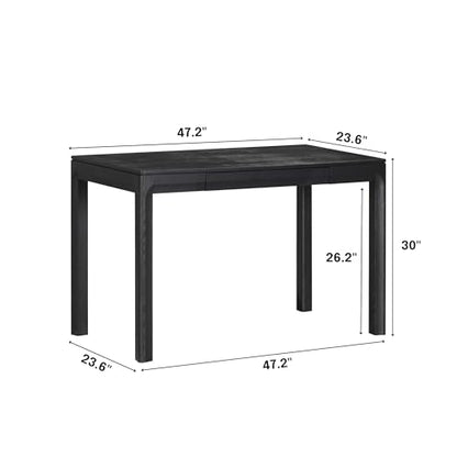 Flow Modern Wooden Rectangle Desk Table with Hidden Drawer – Waterproof & Heat Resistant, Burnt Black - color: Burnt Black, size: 47 Inch, style: Desk