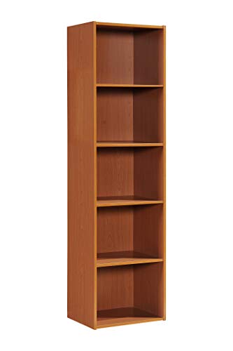 HODEDAH IMPORT 5 Shelve Bookcase cabinet, Cherry - color: Cherry, size: 5-Shelf