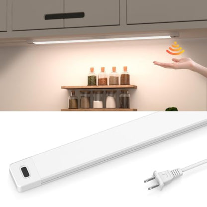MYPLUS 16 Inch Under Cabinet Lights with Hand Wave, Under Counter Lighting 4000K Natural White,Dimmable,Plug and Play,LED Lights for Kitchen Cabinet, Cupboard, Closet, Desk - color: 4000K-Natural White, size: 16inch-1Pack