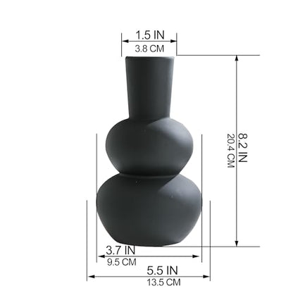 Modern Ceramic Vase, Matte Black Boho Vase, Minimalist Pampas Clay Vases for Wedding Dinner Living Room Office Bedroom, Table Centerpieces - color: 1 Black Vase