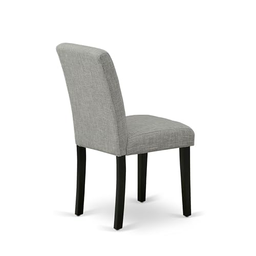 East West Furniture ABP1T06 Abbott Parson Dining Room Chairs - Shitake Linen Fabric Upholstered Chairs, Set of 2, Black - color: Abp1t06