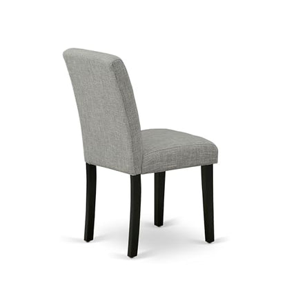 East West Furniture ABP1T06 Abbott Parson Dining Room Chairs - Shitake Linen Fabric Upholstered Chairs, Set of 2, Black - color: Abp1t06