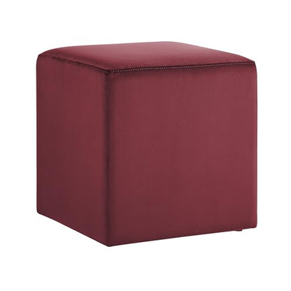 Studio Living® 18” Warren Ottoman Square Soft Velvet Bench, Stationary Ottomans, Backless Chair, Footrest for Living Room, Footstool Office, Bedroom, Padded Seat, Plum - color: Plum