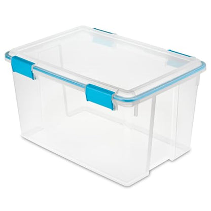 Sterilite 4-Pack 54 Quart Gasket Box, Home Storage Organizer Bins with Lids - Stackable Clear Plastic Containers for Bedroom, Bathroom, Garage, Basement, or Attic - size: 54 Quart, style: 4 Pack
