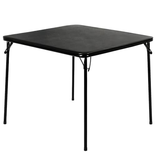 VECELO 34'' Folding Card Table Square with Soft Padded Tabletop, Portable for Dining Room, Parties, Games, Puzzles, Black - color: Black, style: Folding Table