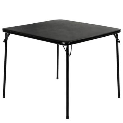 VECELO 34'' Folding Card Table Square with Soft Padded Tabletop, Portable for Dining Room, Parties, Games, Puzzles, Black - color: Black, style: Folding Table