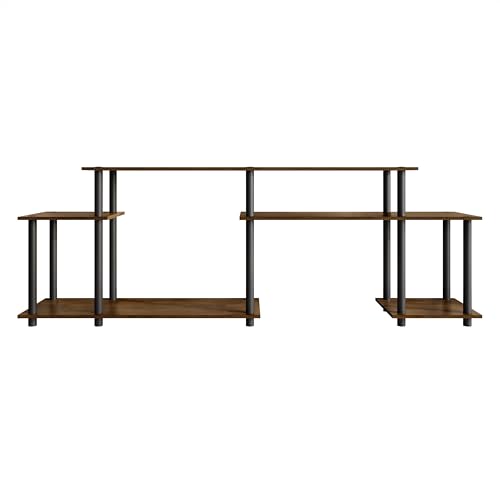 Simple 3-Tier TV Stand with Open Storage Shelves, for TVs up to 50", Brown - color: Brown