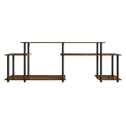 Simple 3-Tier TV Stand with Open Storage Shelves, for TVs up to 50", Brown - color: Brown