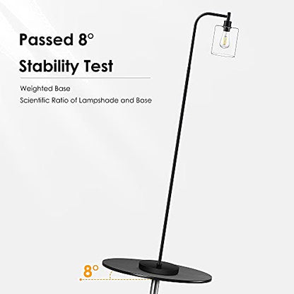 Standing Lamp with Glass Shade, Modern Industrial Floor Lamp with Foot Switch, Bright 6W LED for Living Room and Bedroom - color: Black