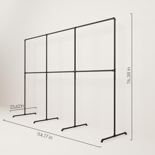 pamo Large Clothing Rack Black – 114" W x 76" H, 309 lbs Load Capacity | Free Standing Clothes Rack Powder Coated Closet Organizer, Heavy Duty, Scratch-Resistant, Double Rail, Easy Assembly - size: 3 Standard