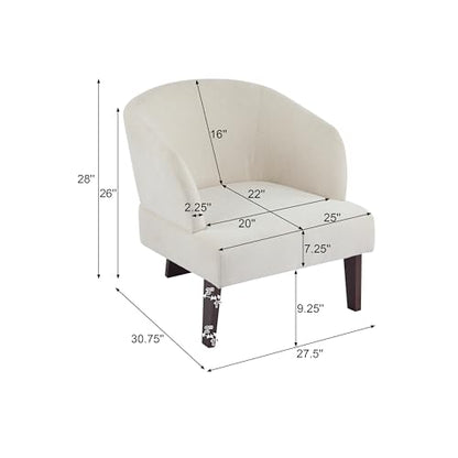 Modern Accent Lounge Chair with Round Back Wooden Legs Mid Century Inspired Compact Design Soft Fabric Upholstery Comfortable Seating for Lounging Reading Easy Assembly Durable Frame Home Office Use